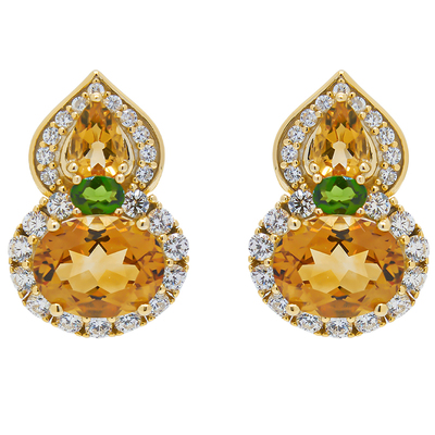 LAMUANA高品黄水晶葫芦套装轻奢高级设计感银镀厚金水晶耳钉91408