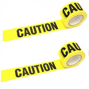 万圣节酒吧摄影装饰无胶黄色caution100米警示带安全隔离警戒胶带