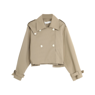 西町村屋简约短款风衣外套女装春季新款英伦风休闲上衣HA9201001