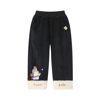 小黄鸭女童加绒直筒裤灯芯绒冬装