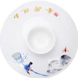 年货陶瓷盖碗盖子茶具配件三才碗盖杯盖骨瓷纯白玉瓷介碗盖茶备盖