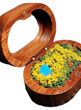 纯手工美龄宫微景观胡桃木戒指盒