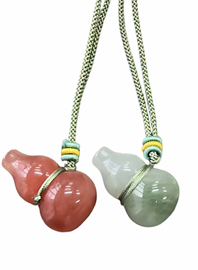 天然新疆天山翠玉葫芦吊坠高冰种