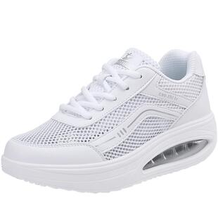 操之律新款牛筋底摇摇鞋网面透气女鞋休闲运动广场跳舞健身小白鞋