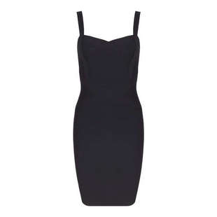 性感吊带方领绷带连衣裙收腰包臀显瘦显身材车展夜店年会礼服裙