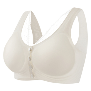 前扣无痕内衣女薄款大码大胸显小胸聚拢收副乳小背心中老年文胸罩