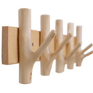 创意实木挂钩进门玄关墙上钥匙衣服挂衣架树枝衣帽壁挂木质挂衣钩