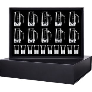 NAPPA国风手工雕花白酒杯分酒器水晶一口杯 家用中式白酒酒具套装