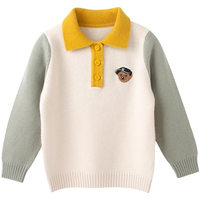 超柔软高端儿童纯羊绒衫翻领亲肤