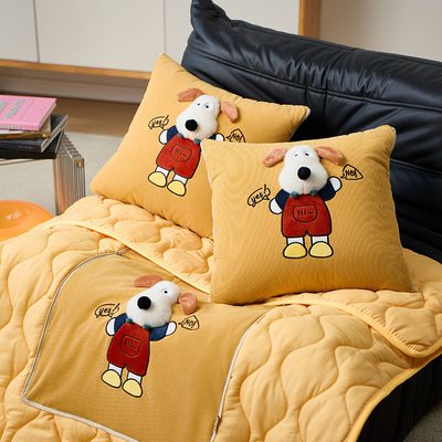 灯芯绒 元气狗 抱枕被子两用二合一2025新款车载午睡毯子靠枕被