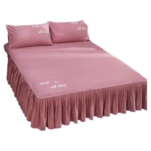 纯棉床罩床裙式床套单件席梦思防尘保护套1.5全棉1.8床单床垫床笠