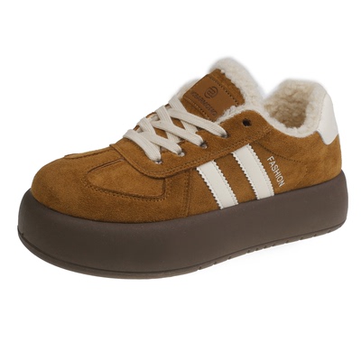 厚底德训鞋女加绒保暖棉鞋