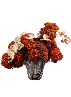 妖及现代红色永生绣球花摆件