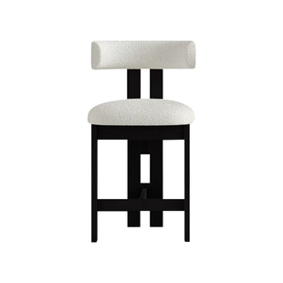 法式吧台椅中古风家用酒吧餐厅休闲高脚椅北欧设计师前台实木椅子