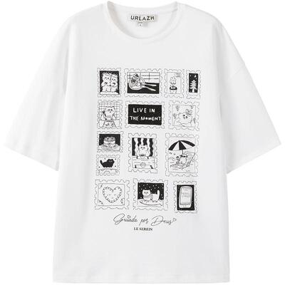 urlazh/有兰白色印花T恤