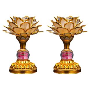 七彩莲花灯菩萨供灯佛堂供奉长明灯led插电一对供佛灯新款佛前灯