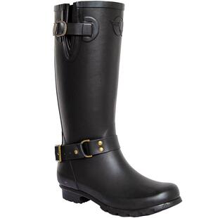 evercreatures英国雨靴雨鞋女成人水鞋防滑天然橡胶黑色高筒 拉链