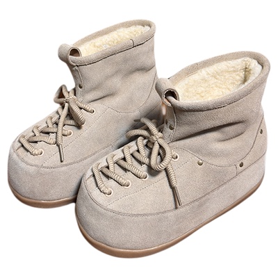 真皮丑萌大头松糕厚底马丁靴女