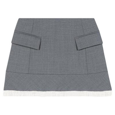 新品首降|Maje2026夏季新款女装翻盖口袋下摆百褶荷叶边半身裙