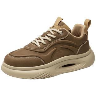 公牛世家鞋子男鞋秋冬款2025新款百搭男士真皮休闲皮面厚底运动鞋