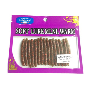 吉川黑坑太阳鱼小面条虫微物软虫根钓假饵路亚小软饵5cm1.6g15条