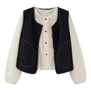 日系慵懒风牛仔马甲女2025春秋新款衬衫叠穿马夹坎肩工装外套ins