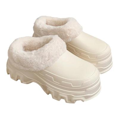 细细条简约百搭增高包头棉鞋