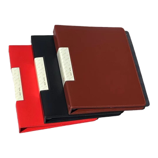 文件夹a4皮面活页打孔a4纸四孔办公皮质文件夹11孔活页夹插页袋可拆卸文件本皮夹资料册多色资料夹可定制LOGO