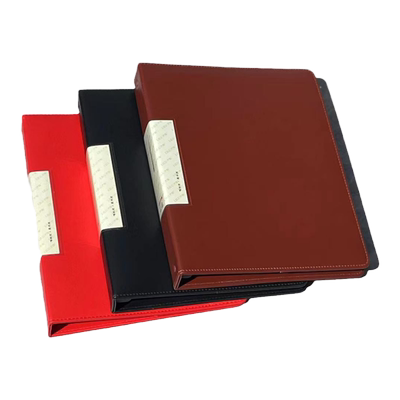 皮面11孔插页袋可拆卸多色文件夹