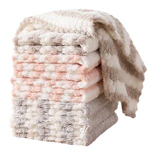 美丽雅厨房专用洗碗抹布家用吸水不易掉毛擦桌子厚珊瑚绒清洁毛巾