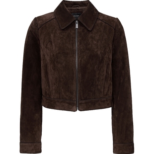 Vero Moda皮衣套装女2025秋新巴恩风绒面皮夹克A字短裙325310005