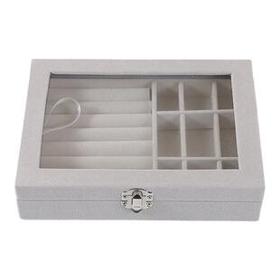 大容量绒布饰品防尘首饰盒项链戒指手链耳环耳钉耳饰手饰收纳盒