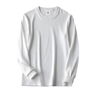 简木迹260克圆领双面德绒打底衫螺纹束口长袖T恤保暖加绒加厚男装