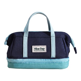 笔袋儿童女孩小学生双层皮质防水文具铅笔盒子基础包装帆布咔巴熊