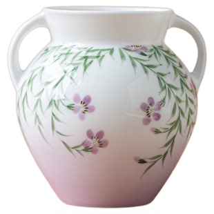 画续白瓷手绘凌霄花茶道筒六君子套装陶瓷家用功夫茶具配件黑檀木