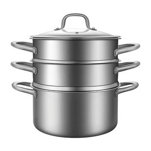 英国明爵无涂层不锈钢汤锅家用加厚蒸煮奶锅蒸锅电磁炉通用