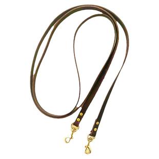 牛皮缰绳厚皮马缰马具马术户外复古西部马缰绳铜钩扣对折1.5米