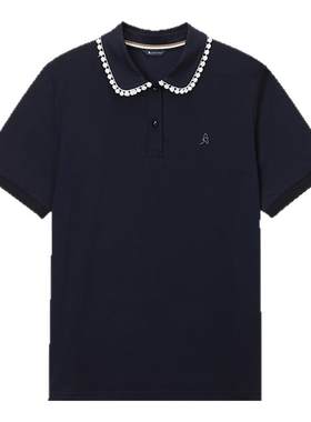 【雅格狮丹】女蕾丝领口休闲POLO