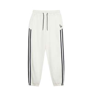 鹿家门春秋新款潮牌裤子男两条杠阔腿运动卫裤百搭宽松学生束脚