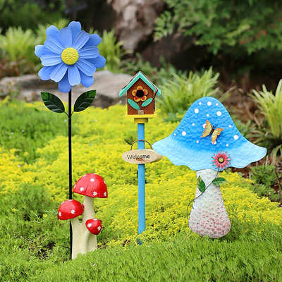 创意花园庭院院子花朵铁艺风车户外旋转园艺菜地民宿造景装饰摆件