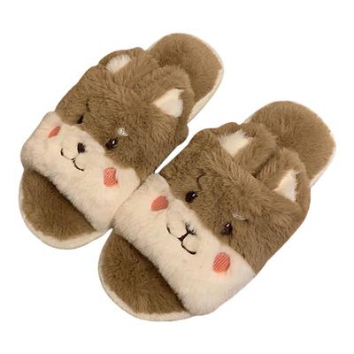 细细条棉拖鞋女秋冬ins可爱卡通