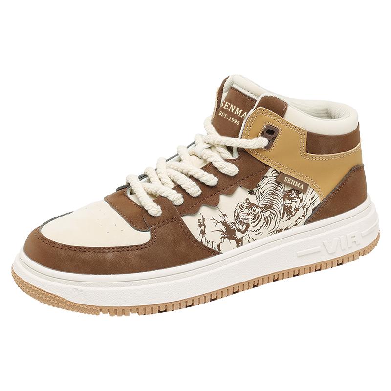 森马男鞋2025新款冬季潮牌厚底高帮增高高级感百搭小众设计板鞋W