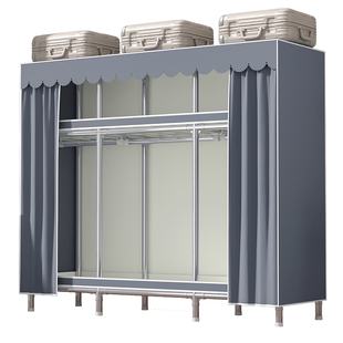 衣柜家用卧室全钢架钢管加粗加厚简易组装布衣柜出租房用金属衣柜