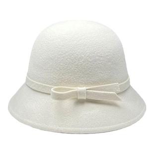 秋冬季帽子女法式复古千金名媛黑色礼帽赫本风显脸小毛呢渔夫帽