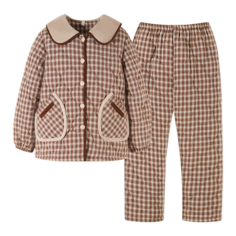 康汝雅冬季加厚纯棉布夹棉家居服