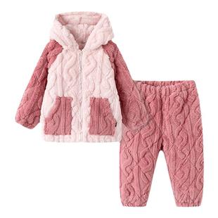 巴拉巴拉女童家居服套装宝宝珊瑚绒加厚儿童睡衣保暖冬季新款童装