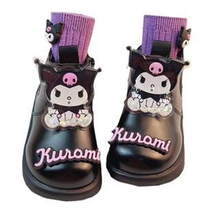 儿童黑色鞋子马丁靴女童女款炸街小皮鞋春季春款春秋短靴2026新款