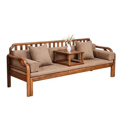 隐珏新中式黑胡桃木罗汉床可推拉