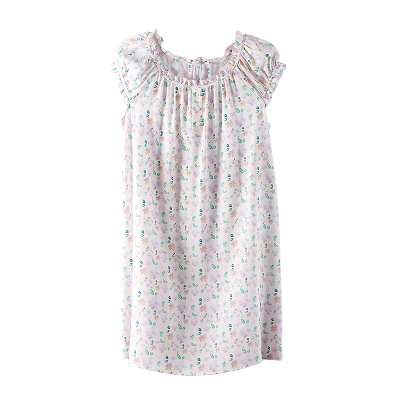 短袖睡裙印花丝绸薄款家居服新品