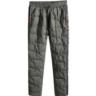 新款东北防寒加厚保暖羽绒裤子男士外穿鹅绒棉裤男冬季压胶男外穿